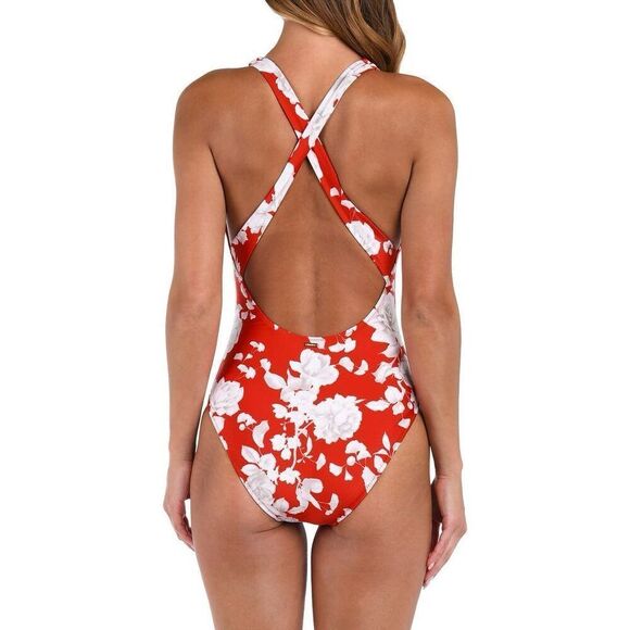 L'Agence Women's Rouge Lisa Ikebana Plunge Floral One-Piece Swimsuit Sz XL NWOT - Picture 2 of 10